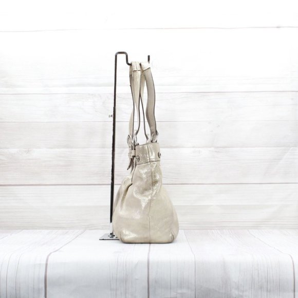 Coach Soho Metallic Gold Leather Pleated Carryall Studded Hobo Shoulder Bag - Picture 3 of 10